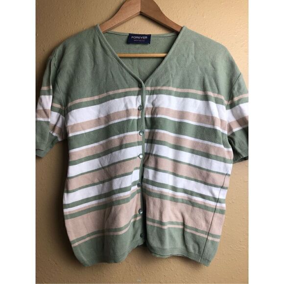 FOREVER Creative Cotton Vintage Open Button Front Cardigan Size L - Picture 1 of 11